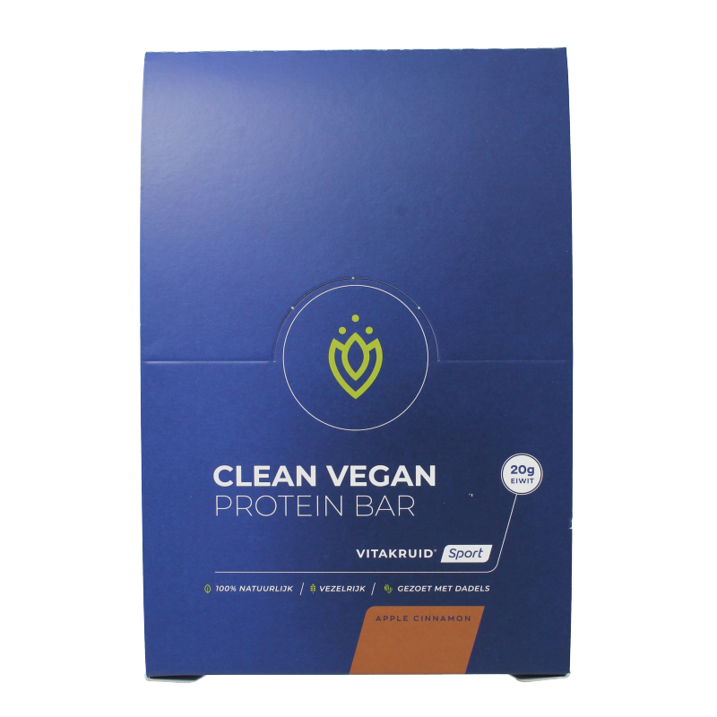 Vitakruid Clean vegan protein bar - apple cinnamon 12 Stuks