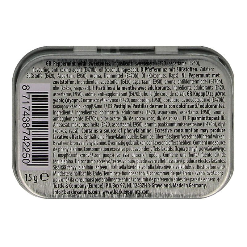 Barkleys Mints peppermint sugarfree 15 Gram