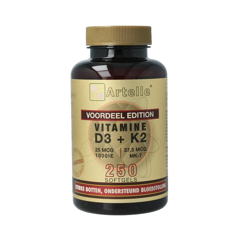 Artelle Vitamine D3 25mcg + K2 37,5 mcg MK-7 250 Softgels