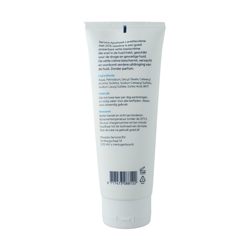 Service Apotheek Lanettecreme 20% vaseline tube 100 Gram