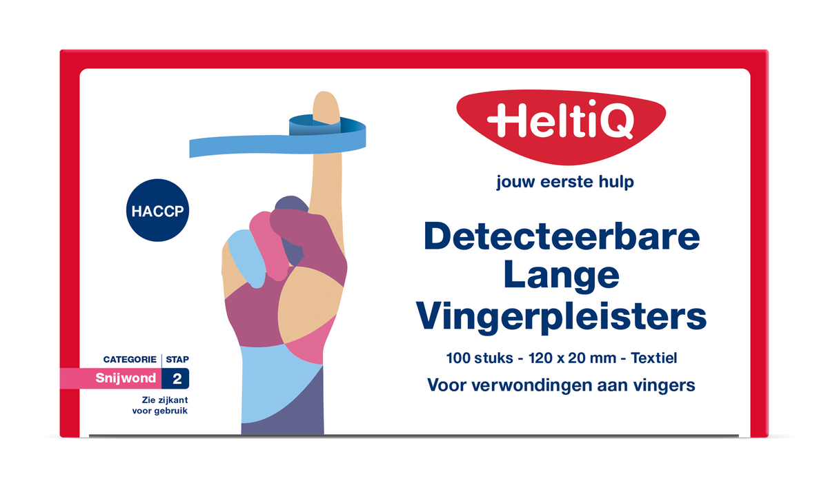 Heltiq Detect vingerpleister lang textiel 120 x 20mm 100 Stuks
