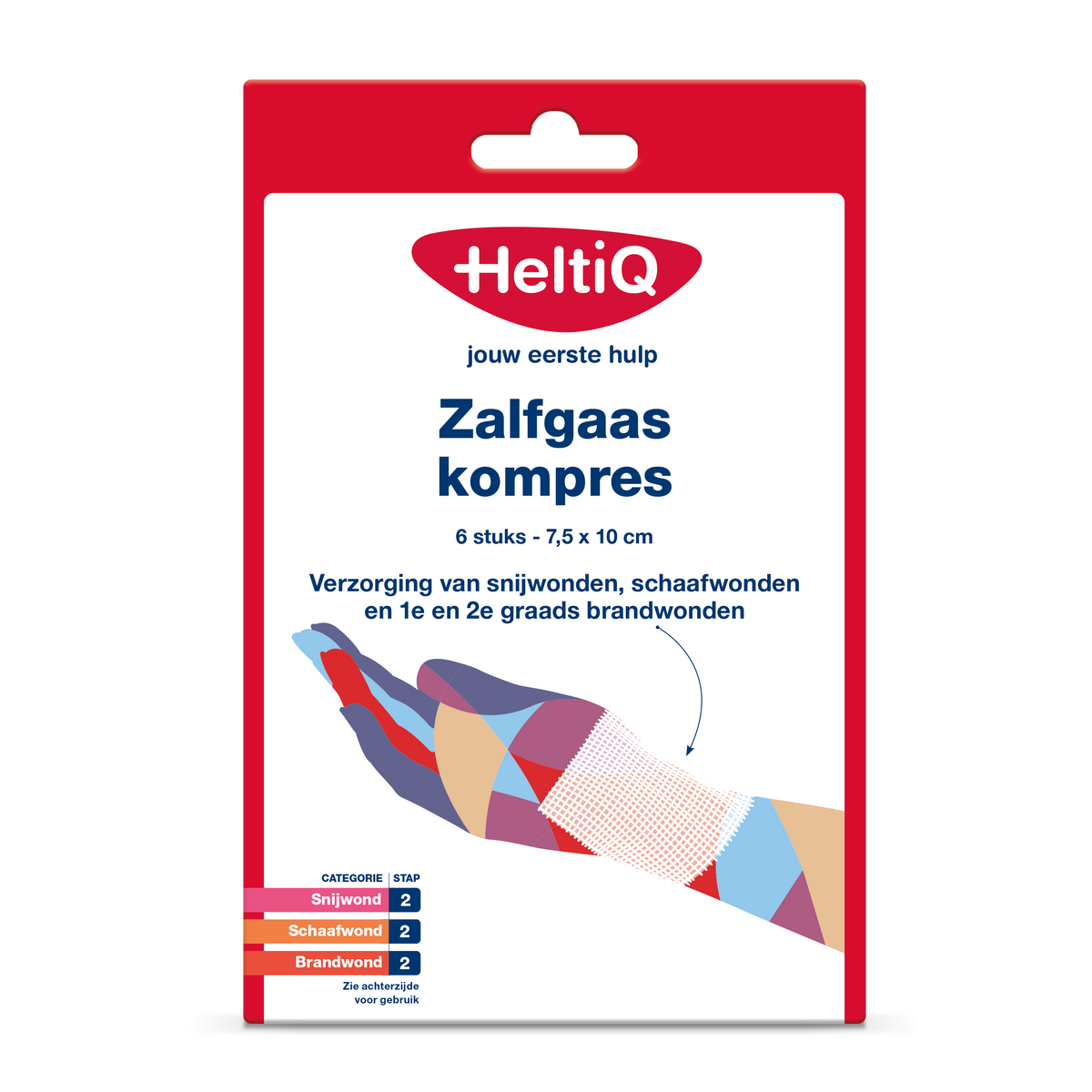 Heltiq Zalfgaaskompres 7.5 x 10cm 6 Stuks
