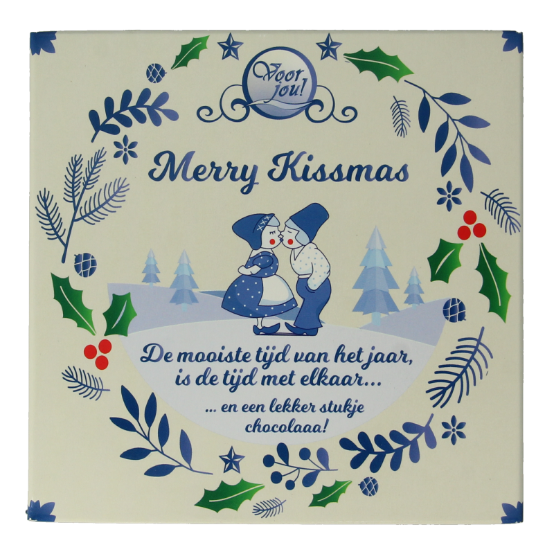 Voor Jou! Wensreep Delftsblauw Kerst merry kissmas 90 Gram