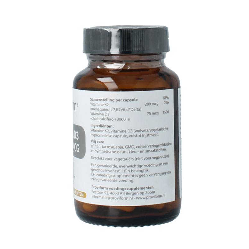 Proviform Vitamine K2 200mcg & D3 75mcg 60 Vegetarische capsules