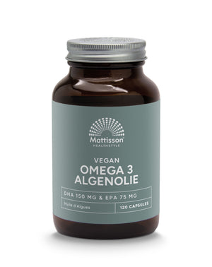 Mattisson Omega 3 vegano aceite de algas DHA 150mg EPA 75mg 120 cápsulas vegetarianas