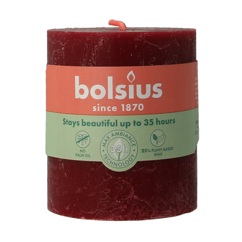Bolsius Rustiekkaars shine 80/68 velvet red 1 Stuks