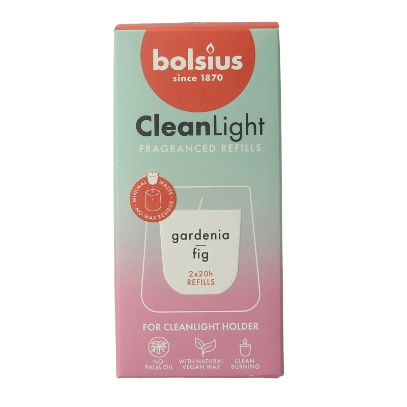 Bolsius Clean Light navulling gardenia / fig 2 Stuks