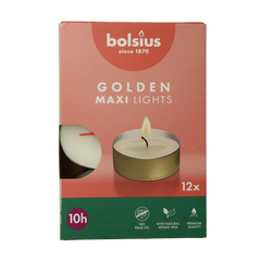 Bolsius Maxi lichten 10uur wit met gouden cup 12.00 Stuks