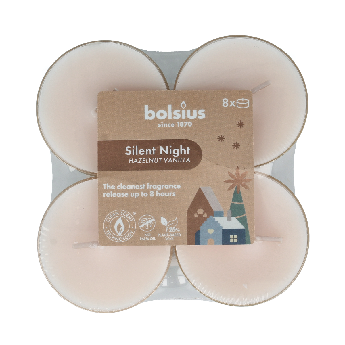 Bolsius Maxi lichten 8u true glow silent night 8.00 Stuks