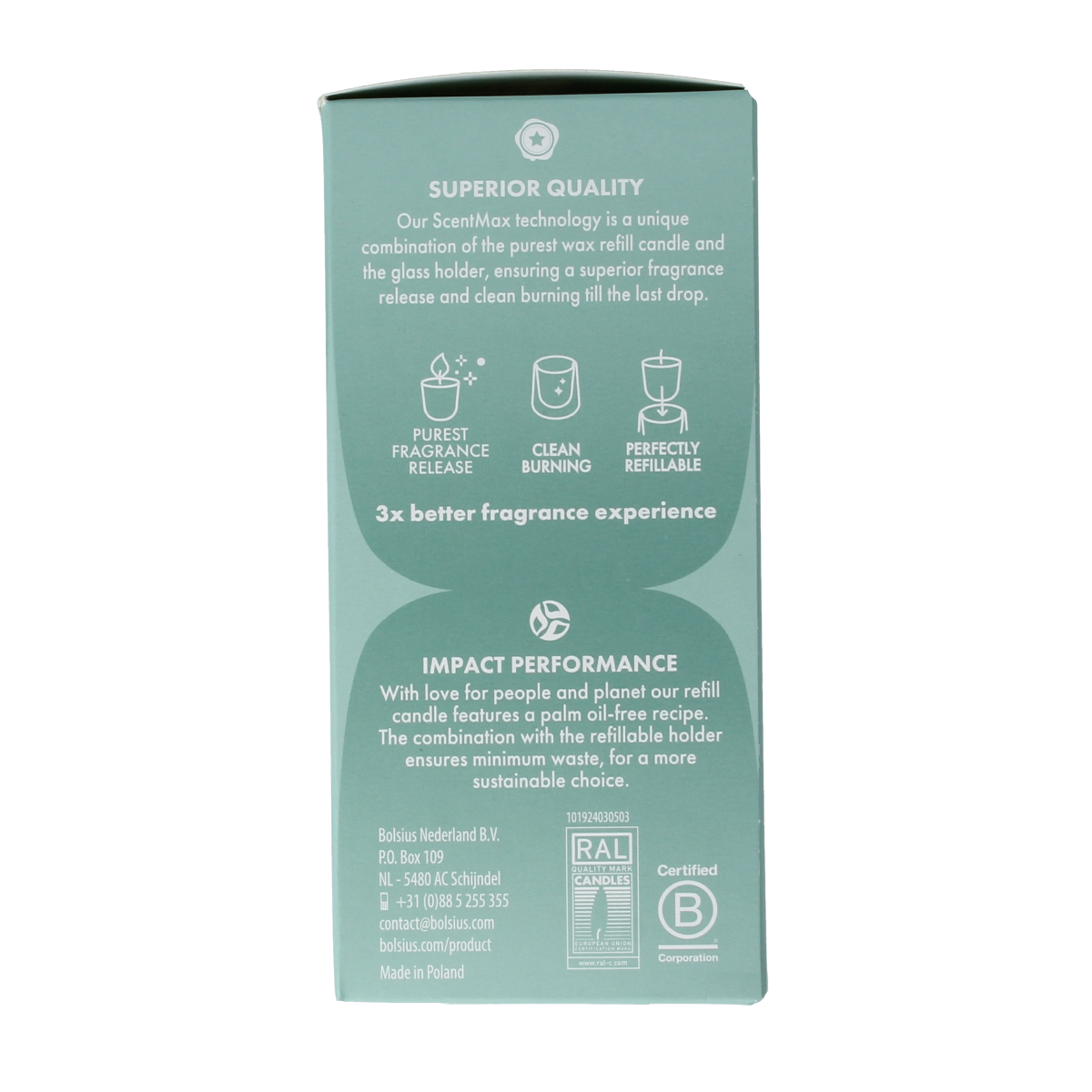 Bolsius Clean light gardenia & fig navul 2.00 Stuks