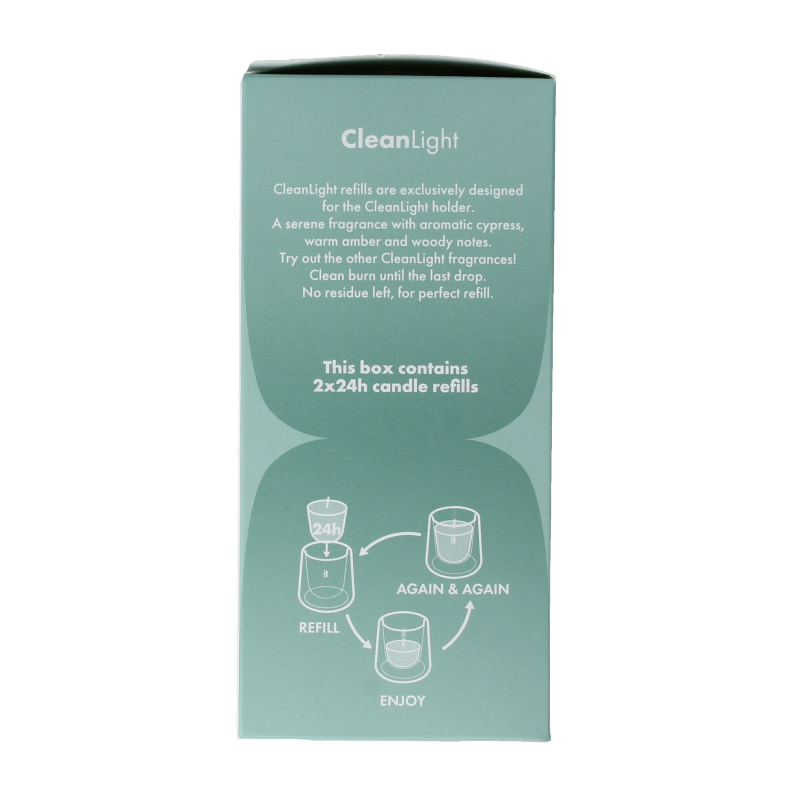 Bolsius Clean light cypress & amber navul 2 Stuks