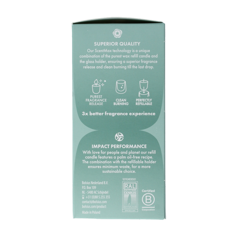 Bolsius Clean light cypress & amber navul 2 Stuks