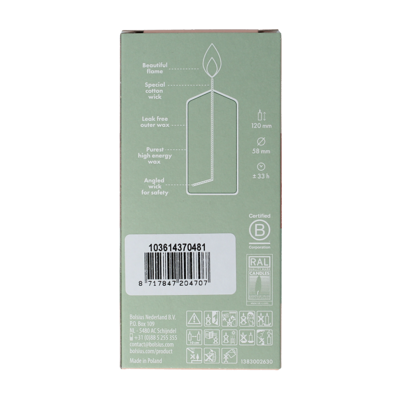 Bolsius Stompkaars 120/58 white silver 1 Stuks