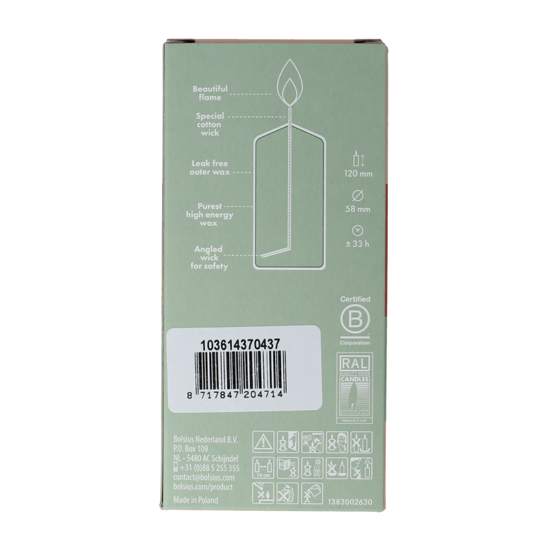 Bolsius Stompkaars 120/58 golden orange 1 Stuks