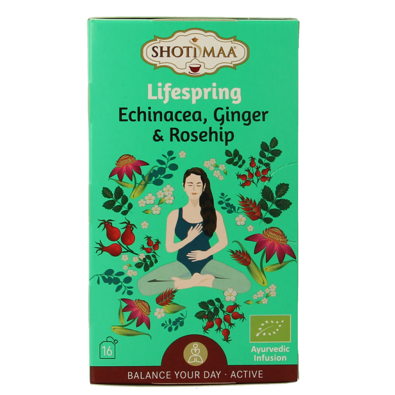 Shoti Maa Lifespring echinacea, ginger & rosehip bio 16 Zakjes