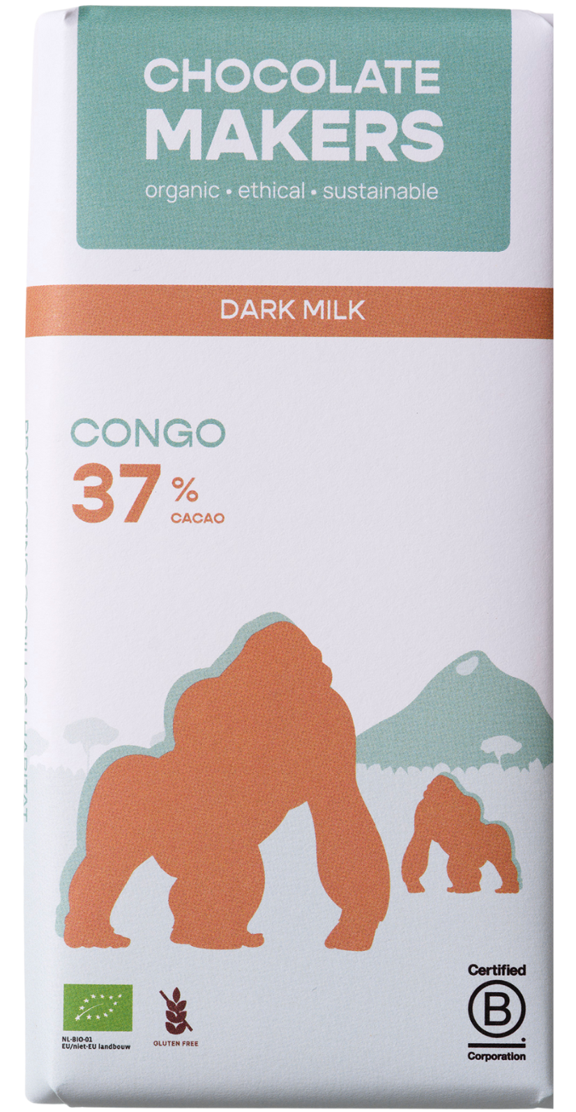 Chocolatemakers Gorilla melk 37% bio 80.00 Gram