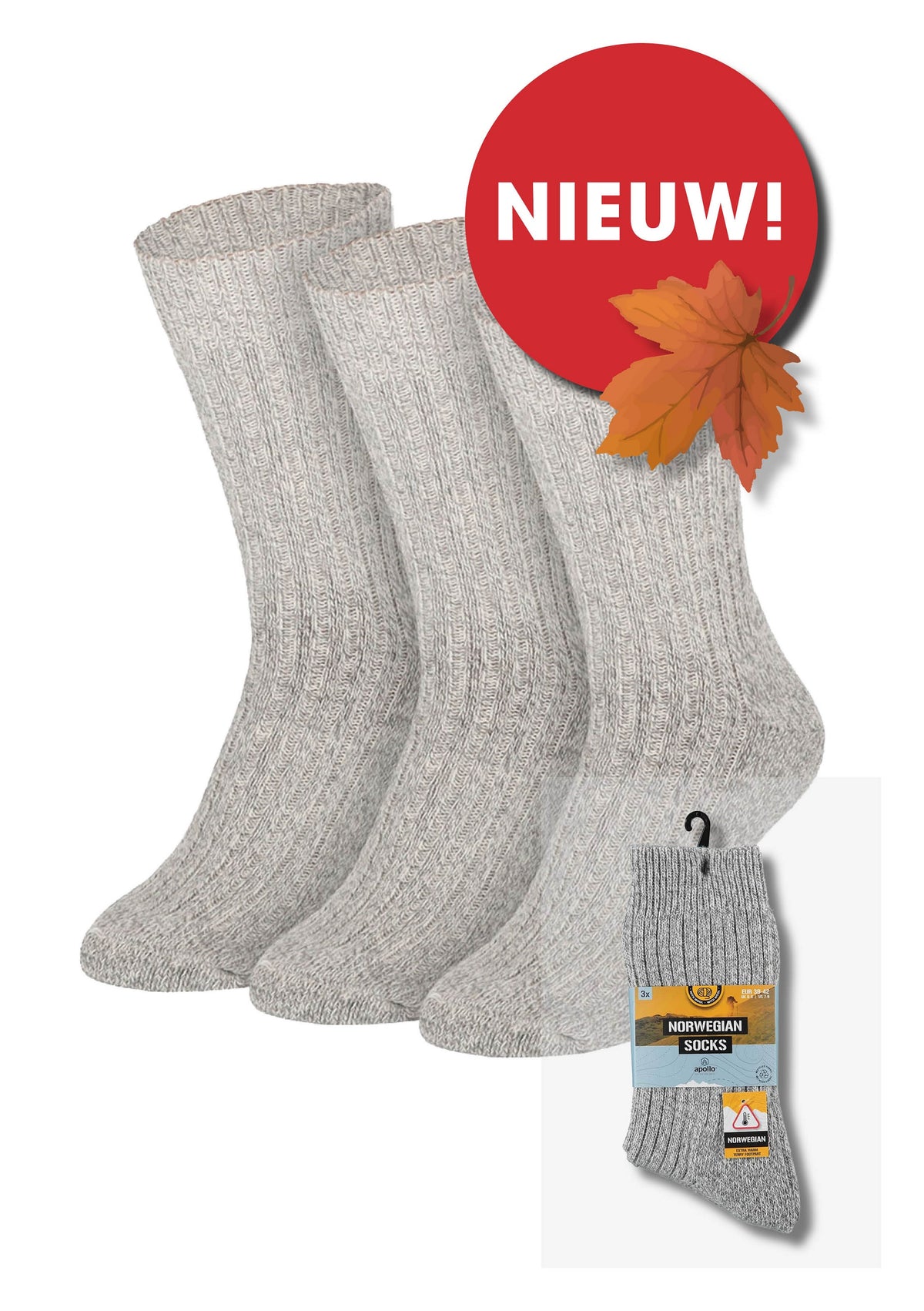 Apollo Noorse sokken 43-46 3 Paar
