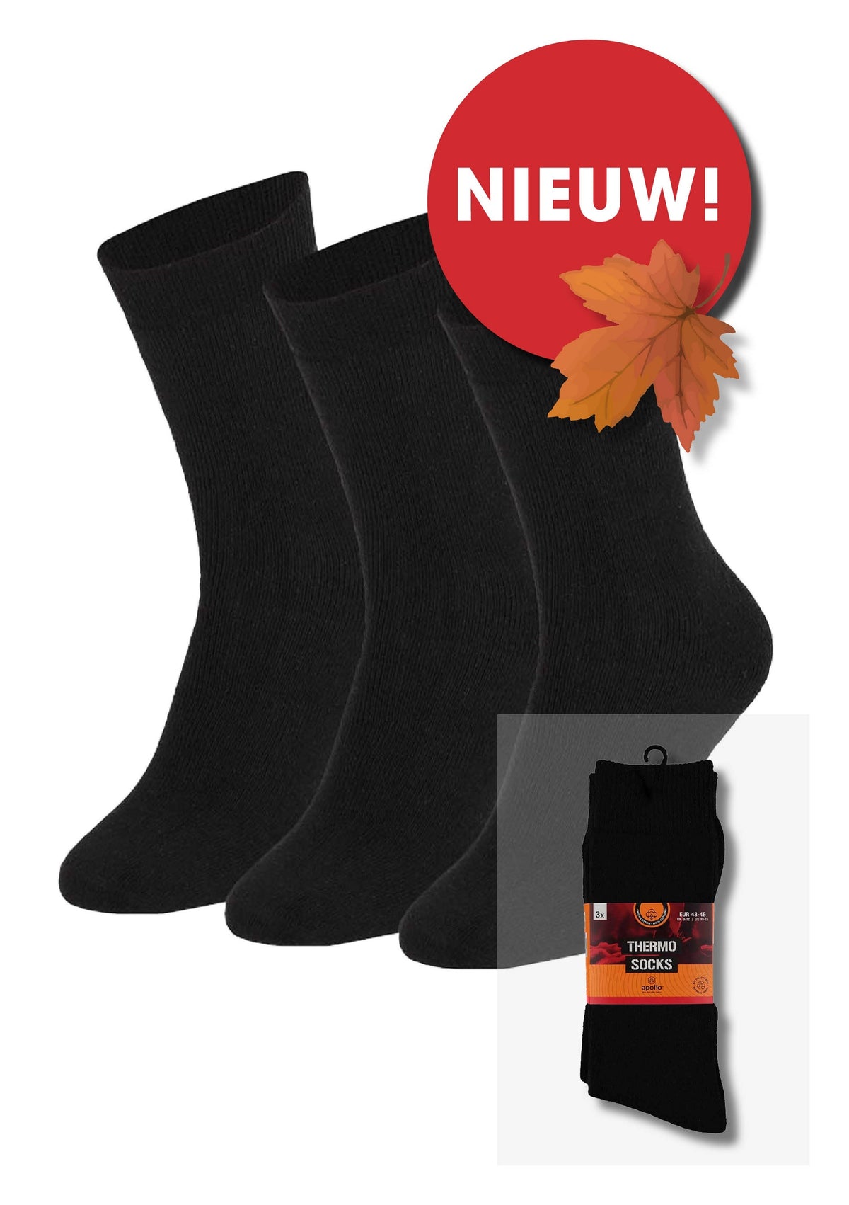 Apollo Thermosok 46-48 assorti donker 3 Paar