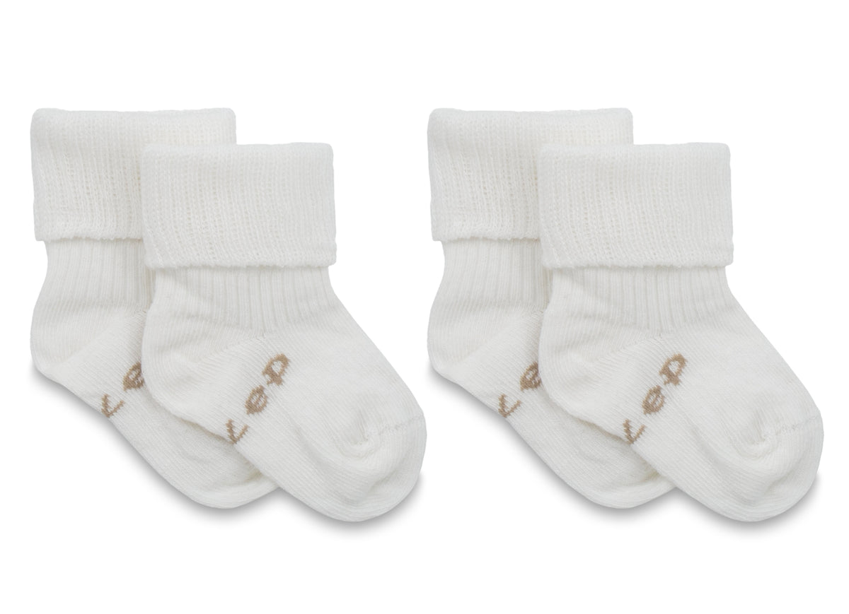 KipKep Blijf baby sokjes 6-12 mnd offwhite/wit 2 Paar