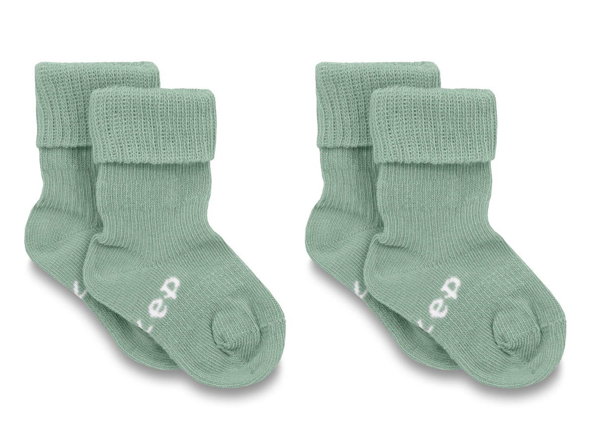 KipKep Blijf baby sokjes 0-6 mnd pale green/groen 2 Paar
