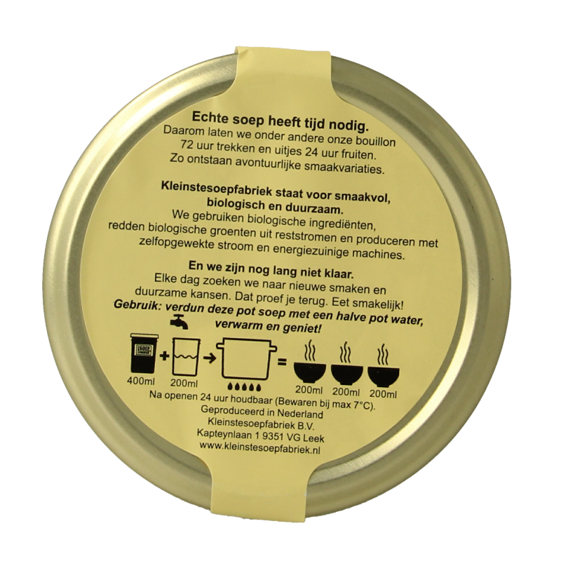 Kleinstesoepfabriek Acqua cotta Toscaanse minestronesoep bio 400 Milliliter