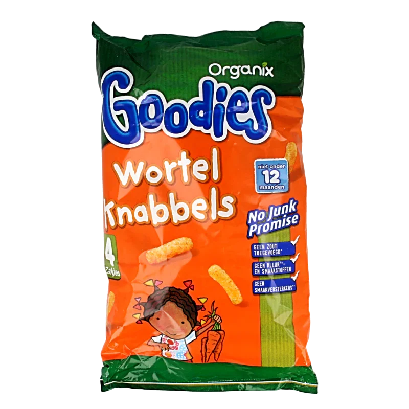 Organix Goodies Mais knabbels met wortel 10+M bio 60 Gram