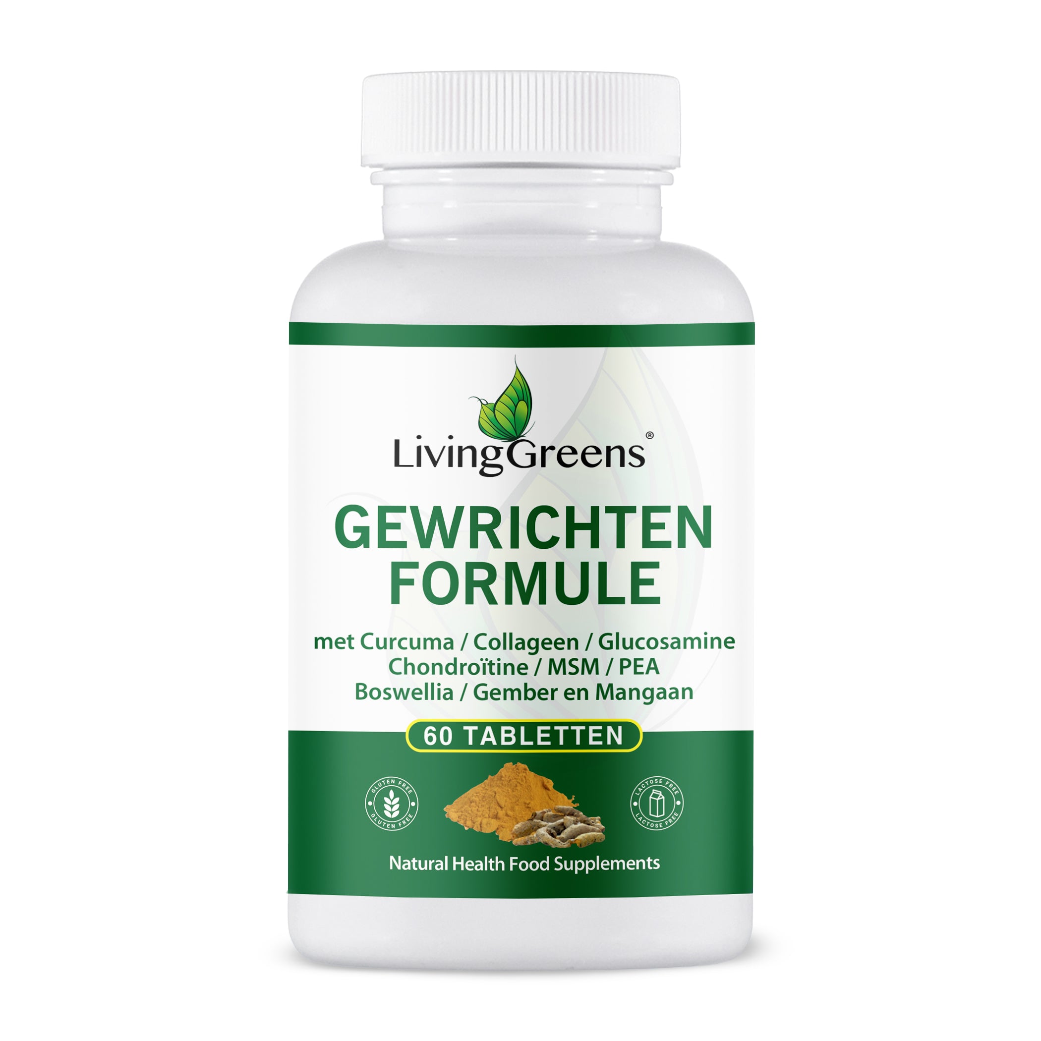 Livinggreens Gewrichten formule curcuma & collageen complex 60 Tabletten