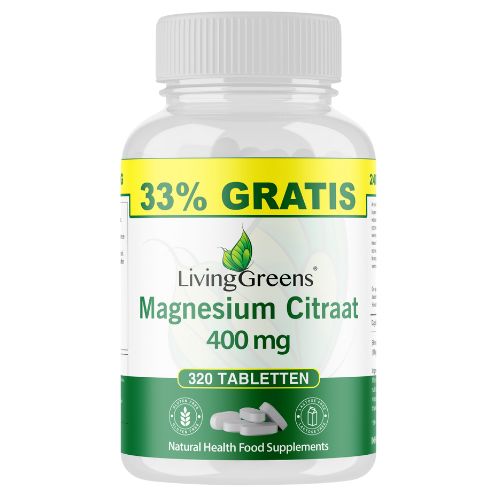 Livinggreens Magnesium citraat 400mg voordeelverpakking 320 Tabletten