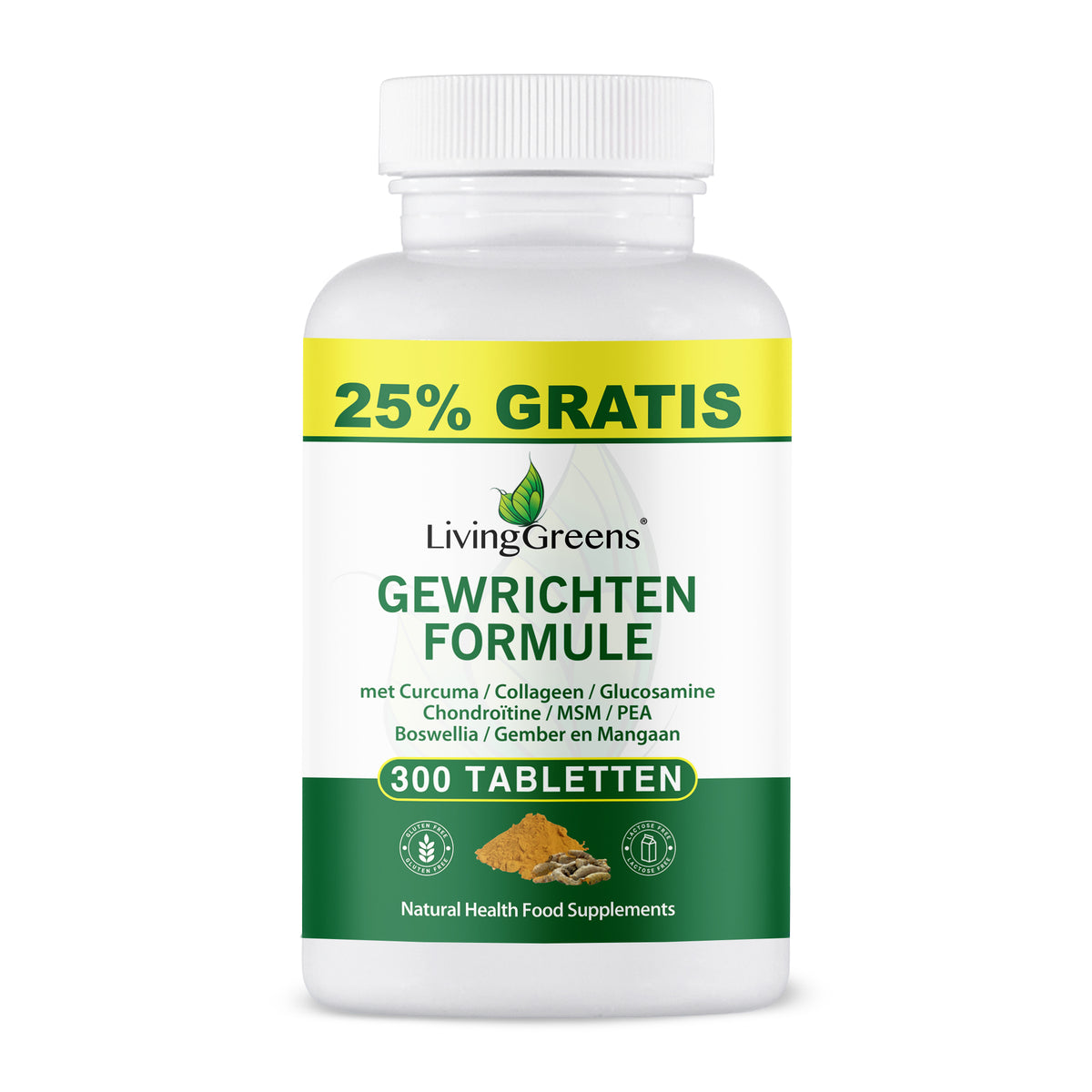 Livinggreens Gewrichten formule curcuma & collageen complex 300 Tabletten