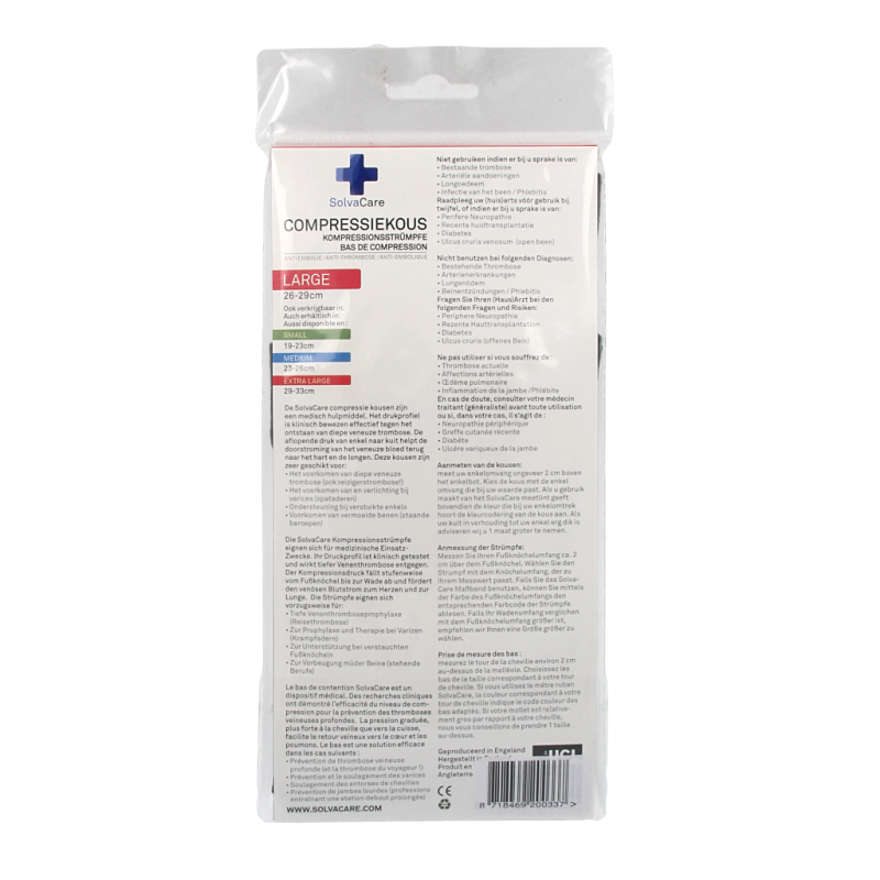 Solvacare Compressiekous zwart L 26 - 29 cm 1 Paar