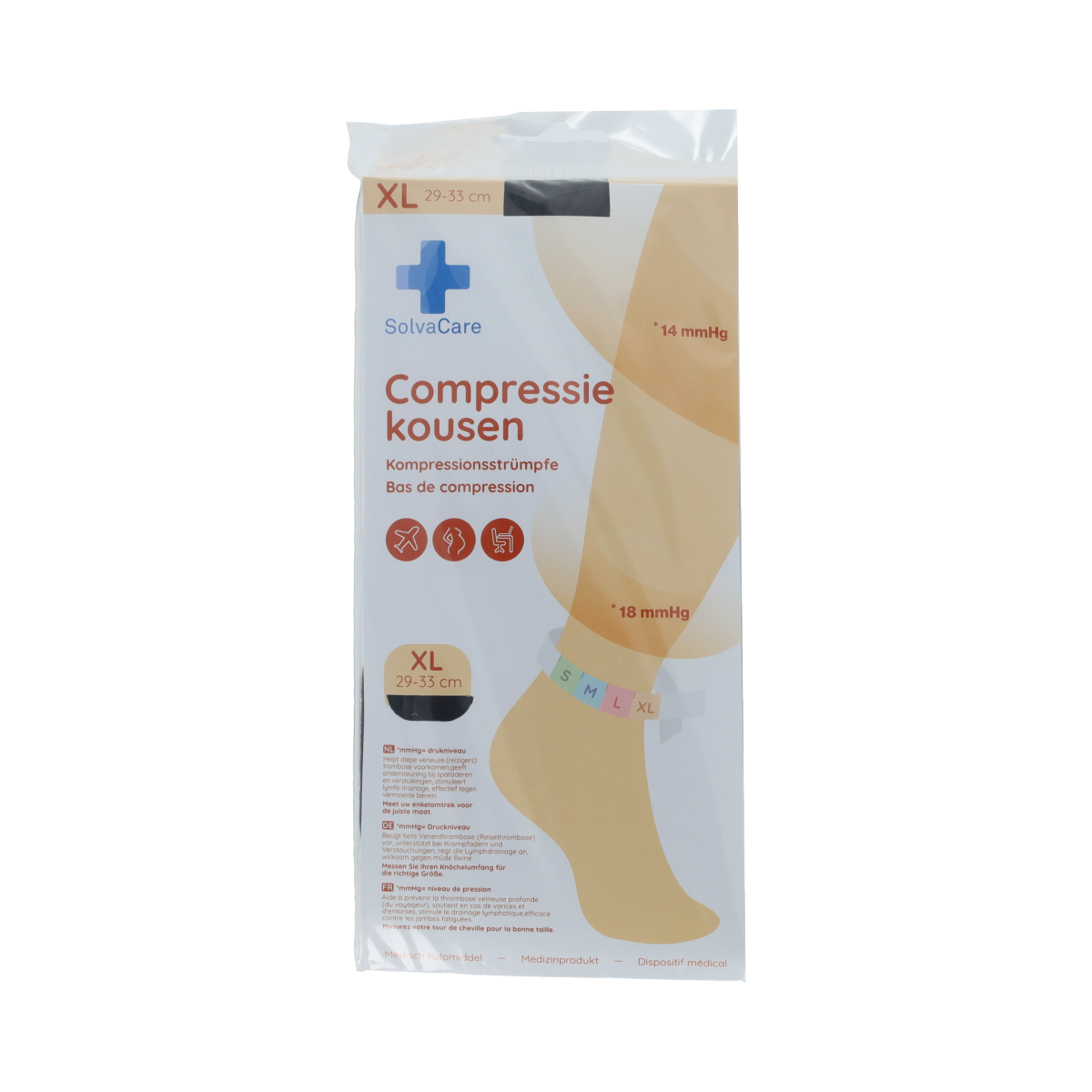 Solvacare Compressiekous zwart XL 29 - 33 cm 1.00 Paar