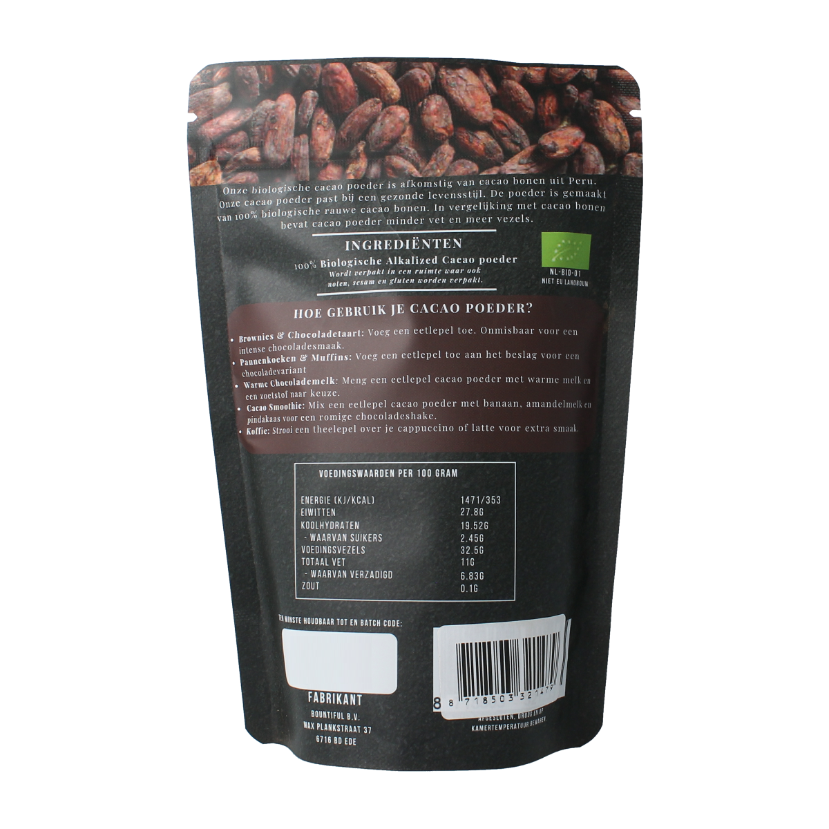 Bountiful Cacao poeder bio 200.00 Gram