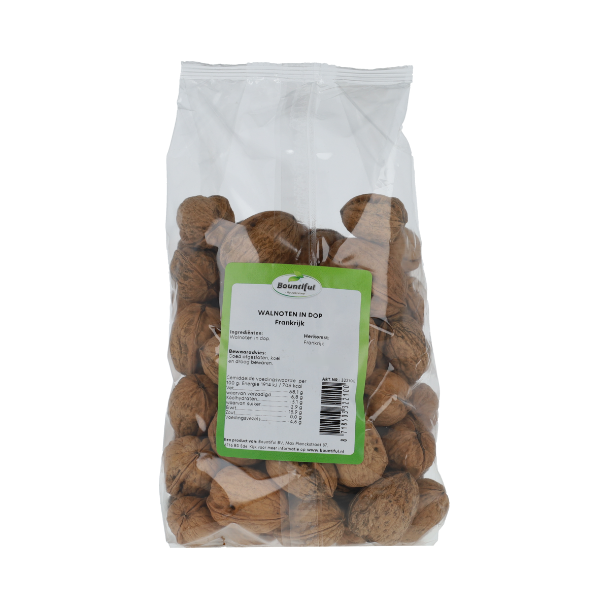 Bountiful Best Choice Walnoten in dop 500.00 Gram