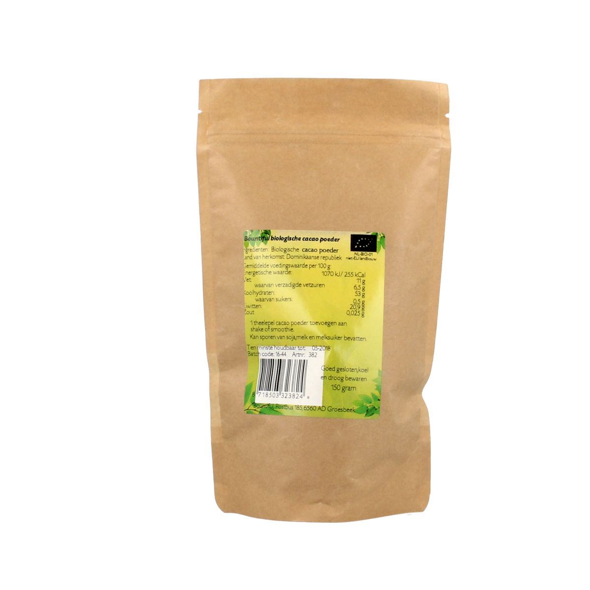 Bountiful Cacao poeder bio 150.00 Gram