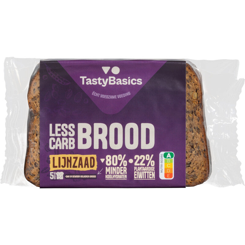 TastyBasics Less carb brood lijnzaad 250.00 Gram