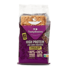 TastyBasics Less carb-high protein crackers zonnebl/pompoenpit 200 Gram