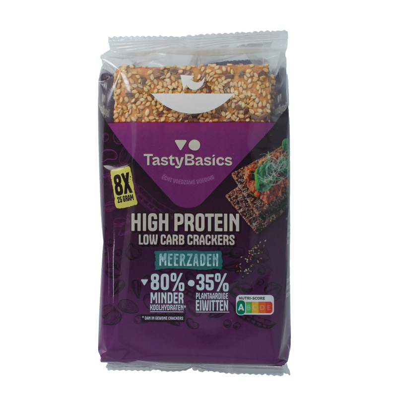 TastyBasics Less carb-high protein crackers meerzaden 200 Gram