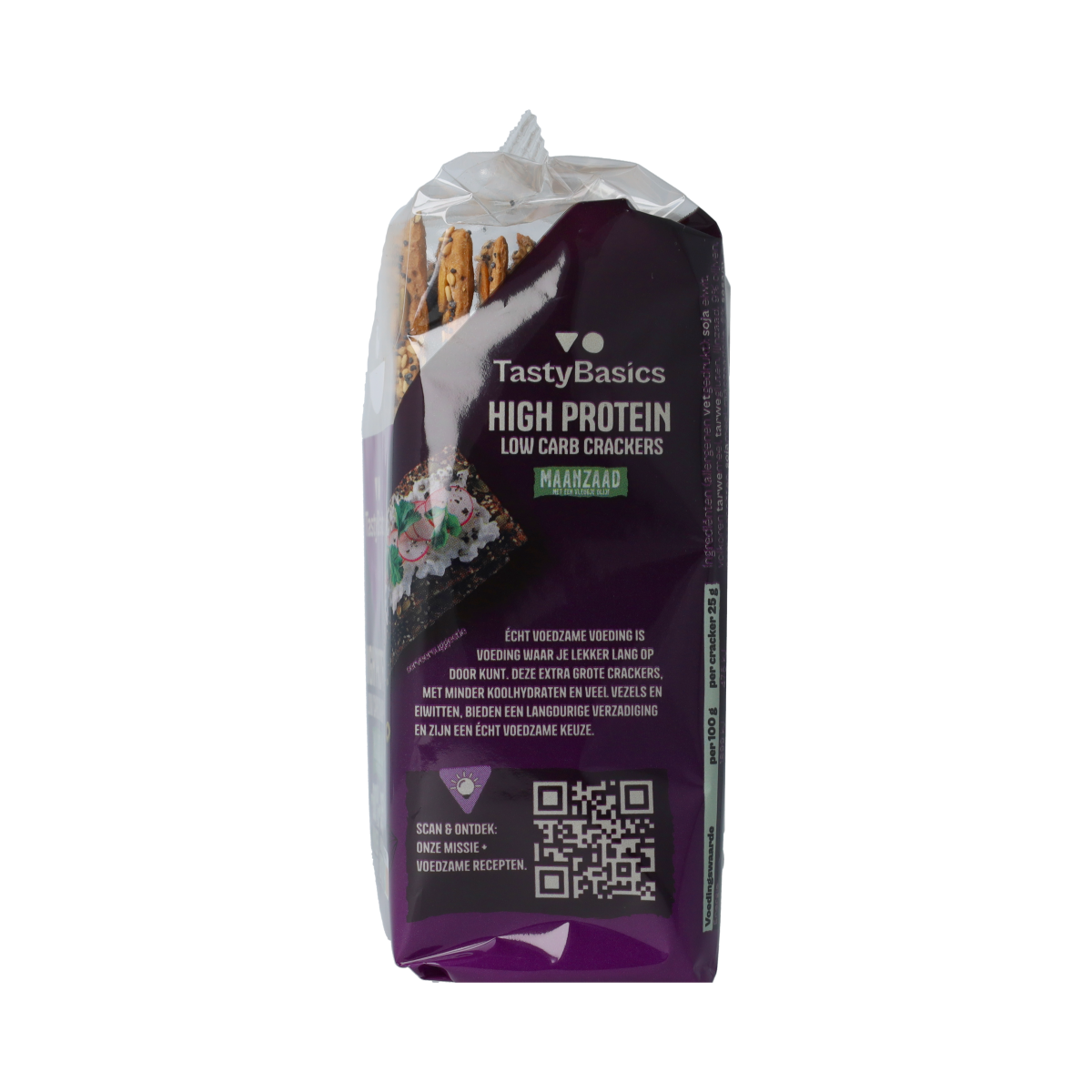 TastyBasics Less carb-high protein crackers maanzaad 200.00 Gram
