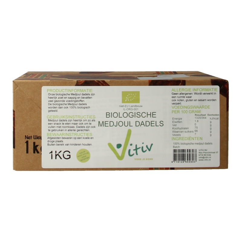 Vitiv Dadels medjoul doosje bio 1 Kilogram