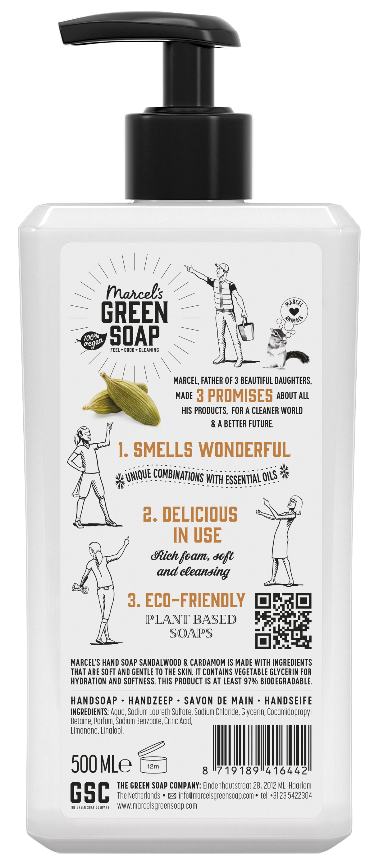 Marcel's Green Soap Handzeep sandelhout & kardemom 500 Milliliter