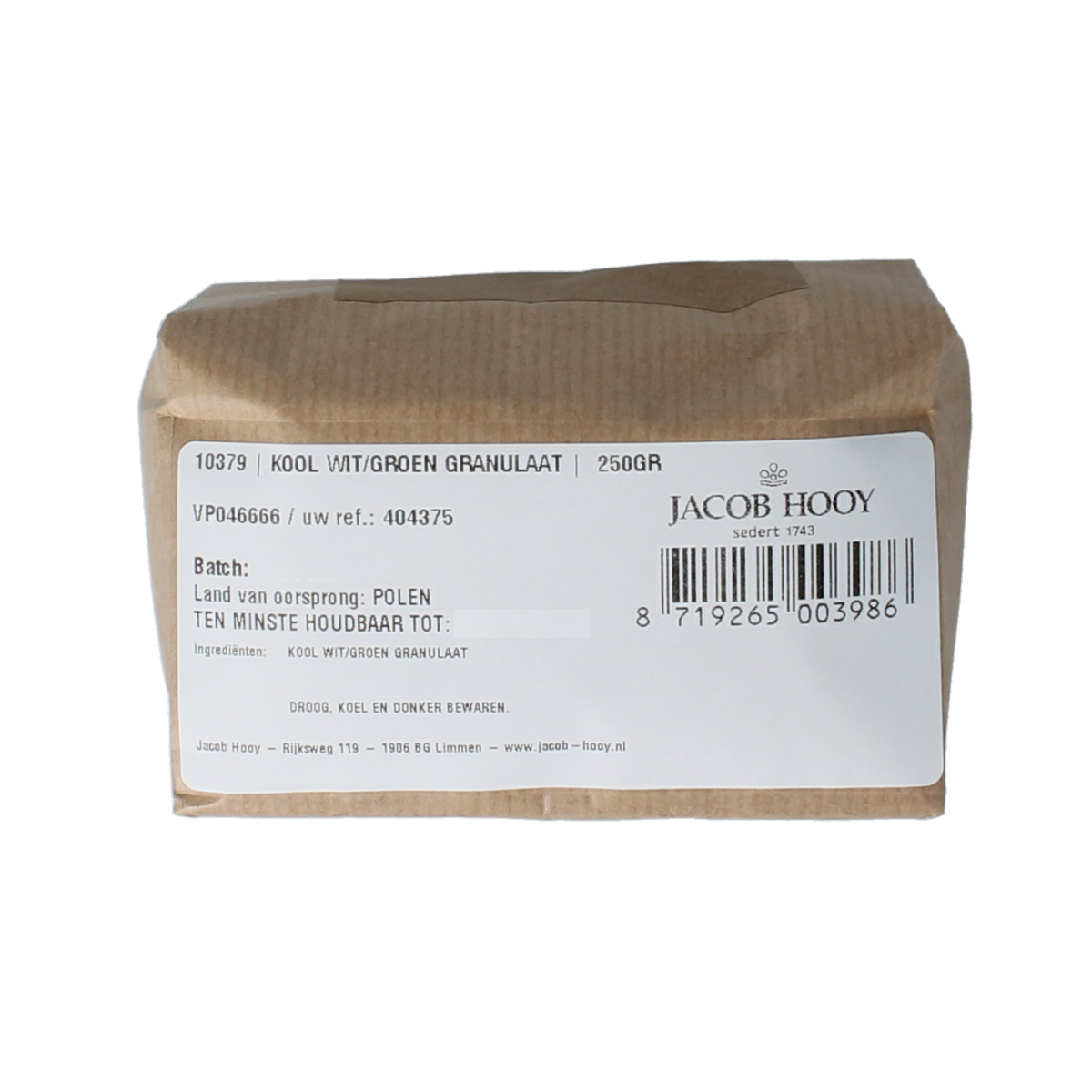 Jacob Hooy Kool wit/groen granulaat 250.00 Gram