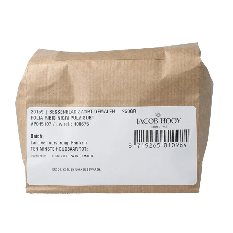Jacob Hooy Bessenblad zwart gemalen 250 Gram