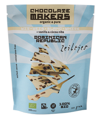 Chocolatemakers Zeiltjes wit met cacaonibs & vanille bio 100.00 Gram