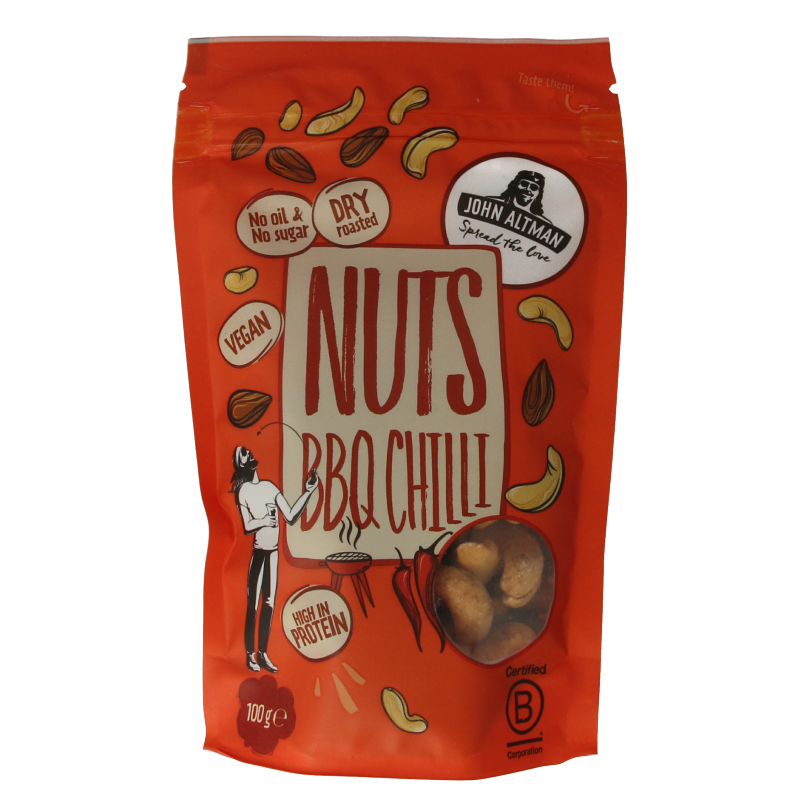 John Altman Dry roasted mixed nuts BBQ chilli 100 Gram