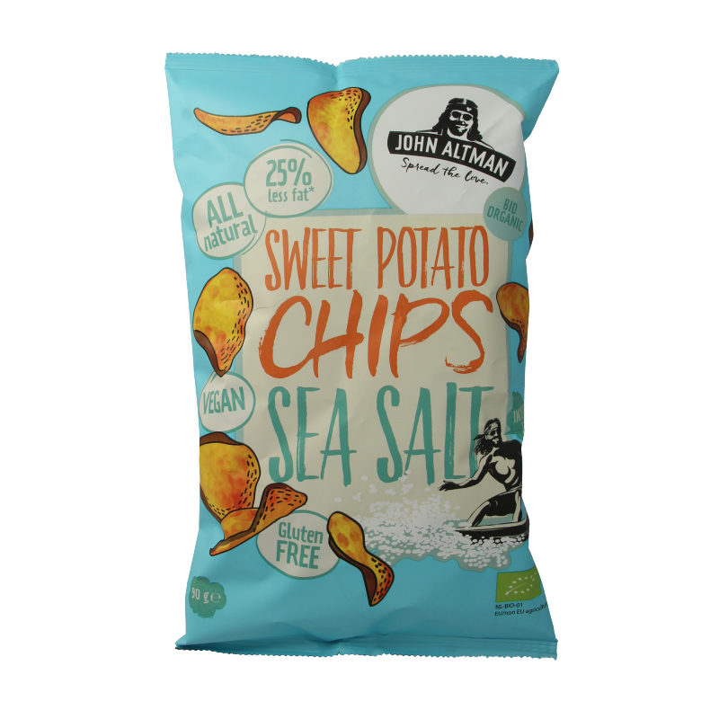 John Altman Zoete aardappel chips sea salt bio 90 Gram