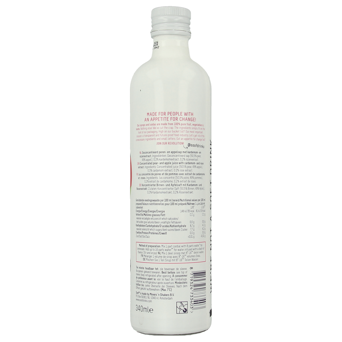 Soof Drinks Siroop kardemom peer & appel 340.00 Milliliter