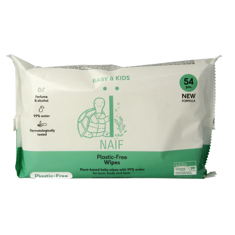 Naif Baby & kids plastic-free wipes 54 Stuks