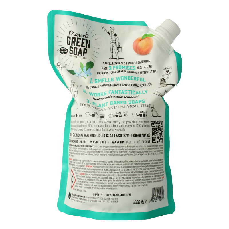 Marcel's Green Soap Wasmiddel kleur perzik & jasmijn 1 Liter