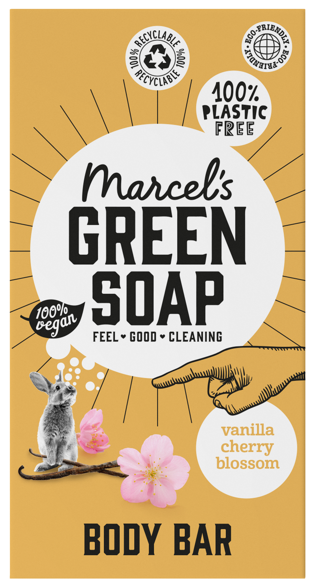 Marcel's Green Soap Shower bar vanilla & cherry 150 Gram