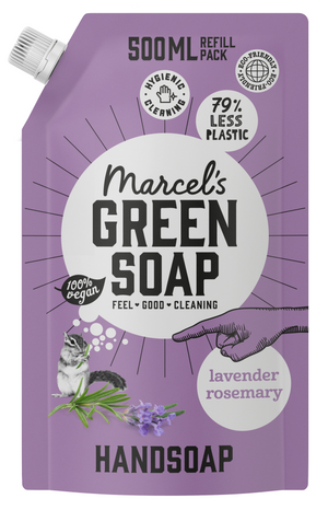 Marcel's Green Soap Handzeep lavendel & rozemarijn navul 500.00 Milliliter